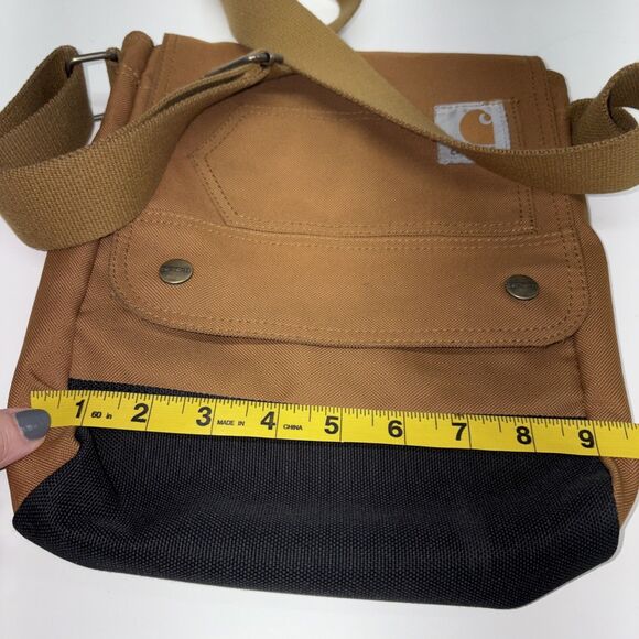 Carhartt Crossbody Bag Brown Black Two Tone Wide Strap Snap Closure Messenger - Picture 8 of 10
